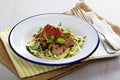 Turkey meatballs with zucchini noodles Royalty Free Stock Photo