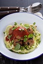 Turkey meatballs with zucchini noodles Royalty Free Stock Photo