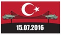 Turkey military coup. Tank against the background sign ban