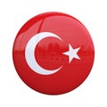 Turkey national flag badge, nationality pin 3d rendering