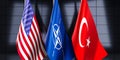 Turkey, NATO and USA flags - 3D illustration