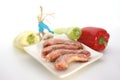 turkey neck with vegetables on a plate Royalty Free Stock Photo