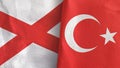 Turkey and Northern Ireland two flags textile cloth 3D rendering