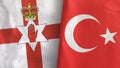 Turkey and Northern Ireland two flags textile cloth 3D rendering