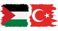 Turkey and Palestine grunge flags connection vector