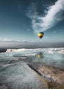 Turkey Pamukkale hierapolis travertens baloon travel Royalty Free Stock Photo