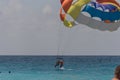 Parasailing in Turkey. Parachute over the sea. Extreme entertainment