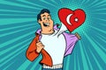 Turkey patriot male sports fan flag heart