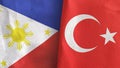 Turkey and Philippines two flags textile cloth 3D rendering
