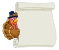 Turkey Pilgrim Hat Thanksgiving Cartoon Scroll Royalty Free Stock Photo