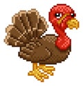 Turkey Pixel Art Retro Arcade Video Game Cartoon