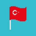 Turkey Pixel flag. Pixelated banner Turkish. political bit icon.