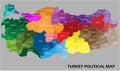 Turkey political map divide by state colorful outline simplicity style Royalty Free Stock Photo