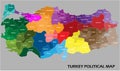 Turkey political map divide by state colorful outline simplicity style