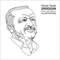 Turkey president Recep Tayyip ErdogÃâ an, one line drawing Royalty Free Stock Photo