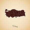 Turkey region map: retro style brown outline on.