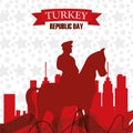 Turkey republic day, leader historical man in horse