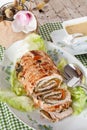 Turkey Roll On Plate With Lettuce Royalty Free Stock Photo