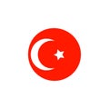 Turkey round flag icon. National Turkish flag vector illustration