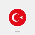 Turkey round flag icon with shadow Royalty Free Stock Photo