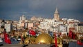 Turkey's largest city at dawn. view of Galata tower in Istanbul, Turkie.