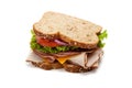 Turkey sandwich on white background Royalty Free Stock Photo