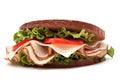 Turkey sandwich on white background Royalty Free Stock Photo