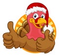 Turkey In Santa Hat Christmas Thanksgiving Cartoon Royalty Free Stock Photo