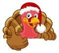 Turkey In Santa Hat Christmas Thanksgiving Cartoon Royalty Free Stock Photo