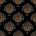 Turkey seamless doodle pattern, vector illustration