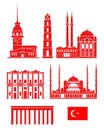 Turkey set. Isolated Turkey architecture on white background