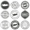 Turkey Set of Stamps. Travel Stamp. Made In Product. Design Seals Old Style Insignia. Royalty Free Stock Photo