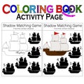 Shadow Matching Game. Thanksgiving themed. Puzzle Game for Kids coloring book. Black white and color version. Royalty Free Stock Photo
