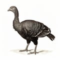 Black And White Turkey Illustration In The Style Of Hendrik Hondius