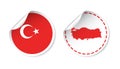 Turkey sticker with flag and map. Label, round tag with country. Royalty Free Stock Photo
