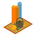 Turkey symbol icon isometric vector. Traditional turkey carpet and teapot