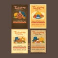 Turkey Thanksgiving Celebration Poster Collection With Ornament and Foods