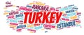 Turkey top travel destinations word cloud Royalty Free Stock Photo