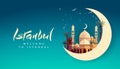 Turkey travel poster with a mosque and the words welcome to Istanbul, vector illustration Royalty Free Stock Photo