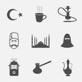 Turkey travel symbols icon set Royalty Free Stock Photo