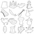 Turkey travel symbols icons set, outline style