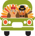 Turkey truck. Green truck with Turkey. Turkey birds