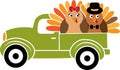 Turkey truck. Green truck with Turkey. Turkey birds