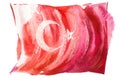 Turkey. Turkish flag. Hand drawn watercolor illustration.