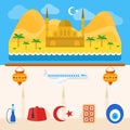 Turkey or turkish icons and background