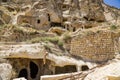 Turkey, Urgup. Ruins of cave houses of the old town Royalty Free Stock Photo