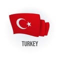 Turkey vector flag. Bended flag of Turkey, realistic vector illustration