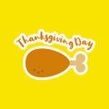 Turkey vector flat icon illustration thanksgiving day on dish isolated. Meal natural bird hat pilgrim fowl, brown, holiday symbol Royalty Free Stock Photo