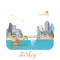 Turkey vector vacations illustration with turkish landmarks. Travel agency poster. Royalty Free Stock Photo