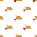 Turkey and Wine Glass Seamless Pattern Royalty Free Stock Photo